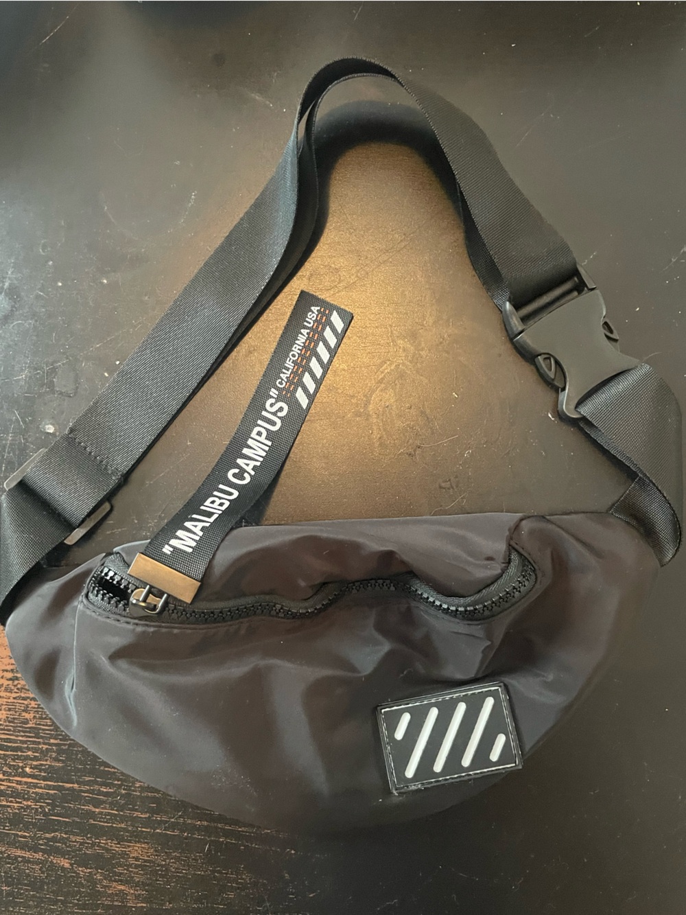 Ardene Black Crossbody Fanny Pack with White Accent